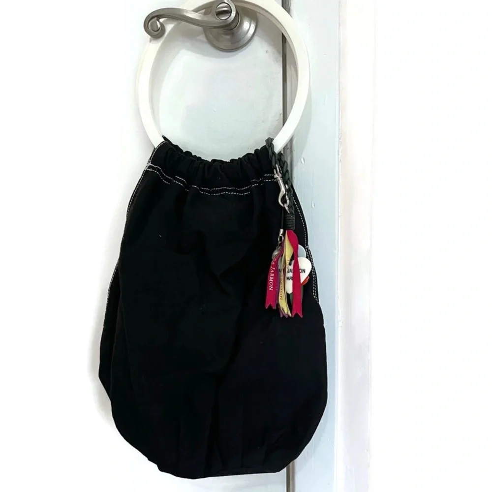 Tara Jarmon x Target Hobo Boho Bag Big Lucite Handles Canvas Tote hearts